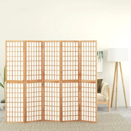 Biombo plegable con 5 paneles estilo japonés 200x170 cm de vidaXL, Divisores de ambientes - Ref: Foro24-352085, Precio: 185,1...