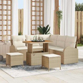 Conjunto de sofá de jardín con cojín 8 pcs Beige Poliratán en Sofás de exterior | Comprar online en Foru.es