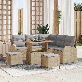 Conjunto de sofá de jardín con cojín 8 pcs Beige Poliratán en Sofás de exterior | Comprar online en Foru.es