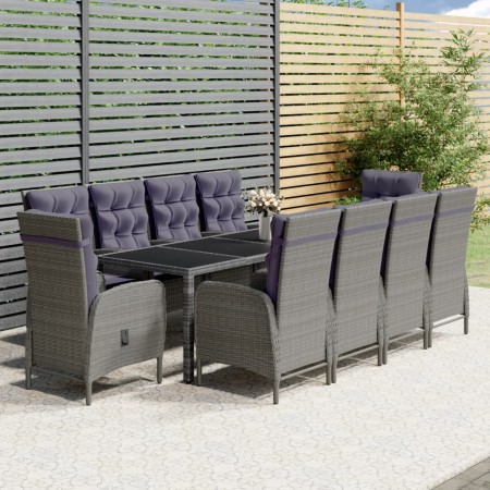 Set de comedor de jardín 11 pzas ratán sintético gris en Conjuntos de jardín | Comprar online en Foru.es