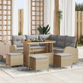 Conjunto de sofás de jardín 9 pcs Beige ratán sintético en Sofás de exterior | Comprar online en Foru.es