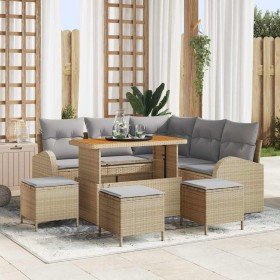 Conjunto de sofás de jardín 9 pcs Beige ratán sintético en Sofás de exterior | Comprar online en Foru.es