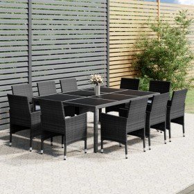 Set de comedor de jardín 11 pzas ratán sintético gris en Conjuntos de jardín | Comprar online en Foru.es