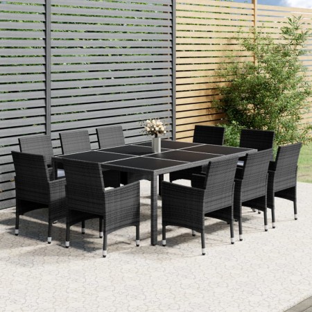 Set de comedor de jardín 11 pzas ratán sintético gris en Conjuntos de jardín | Comprar online en Foru.es