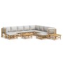 Set de muebles de jardín 12 piezas bambú y cojines gris claro de vidaXL, Conjuntos de jardín - Ref: Foro24-3155099, Precio: 1...