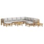 Set de muebles de jardín 12 piezas bambú y cojines gris claro de vidaXL, Conjuntos de jardín - Ref: Foro24-3155099, Precio: 1...
