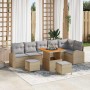 Conjunto de sofá de jardín con cojín 9 pcs Beige Poliratán en Sofás de exterior | Comprar online en Foru.es