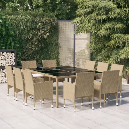 Juego de comedor de jardín de 11 piezas ratán sintético beige en Conjuntos de jardín | Comprar online en Foru.es