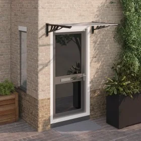 Marquesina puerta policarbonato negro y transparente 122x90 cm de vidaXL, Toldos - Ref: Foro24-153683, Precio: 56,25 €, Descu...