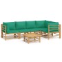 Set de muebles de jardín 6 piezas bambú con cojines verde de vidaXL, Conjuntos de jardín - Ref: Foro24-3155169, Precio: 465,9...
