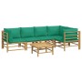 Set de muebles de jardín 6 piezas bambú con cojines verde de vidaXL, Conjuntos de jardín - Ref: Foro24-3155169, Precio: 465,9...