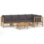 Set de muebles de jardín 6 piezas bambú con cojines gris oscuro de vidaXL, Conjuntos de jardín - Ref: Foro24-3155233, Precio:...