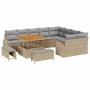 Conjunto de sofá de jardín con cojín 12 pcs Beige Poliratán en Sofás de exterior | Comprar online en Foru.es