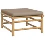 Reposapiés de jardín bambú con cojín gris taupe de vidaXL, Sofás modulares de exterior - Ref: Foro24-362288, Precio: 86,96 €,...