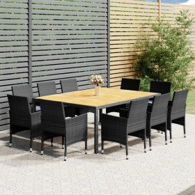 Set de comedor de jardín 11 pzas ratán sintético gris en Conjuntos de jardín | Comprar online en Foru.es