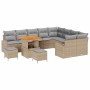 Conjunto de sofá de jardín con cojín 12 pcs Beige Poliratán en Sofás de exterior | Comprar online en Foru.es