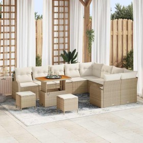 Conjunto de sofá de jardín con cojín 12 pcs Beige Poliratán en Sofás de exterior | Comprar online en Foru.es