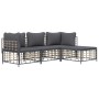 Set muebles de jardín 4 pzas y cojines ratán PE gris antracita de vidaXL, Sofás de exterior - Ref: Foro24-3186739, Precio: 30...