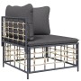Set muebles de jardín 4 pzas y cojines ratán PE gris antracita de vidaXL, Sofás de exterior - Ref: Foro24-3186739, Precio: 30...