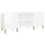 Mueble discos madera contrachapada blanco brillo 121x38x48 cm de vidaXL, Almacenamiento para CD y DVD - Ref: Foro24-831927, P...