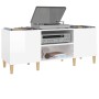 Mueble discos madera contrachapada blanco brillo 121x38x48 cm de vidaXL, Almacenamiento para CD y DVD - Ref: Foro24-831927, P...