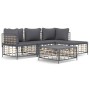 Set muebles de jardín 4 pzas y cojines ratán PE gris antracita de vidaXL, Sofás de exterior - Ref: Foro24-3186741, Precio: 37...
