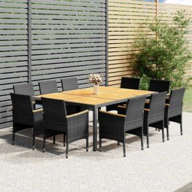 Set de comedor de jardín 11 pzas ratán sintético gris en Conjuntos de jardín | Comprar online en Foru.es