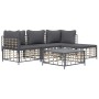 Set muebles de jardín 4 pzas y cojines ratán PE gris antracita de vidaXL, Sofás de exterior - Ref: Foro24-3186741, Precio: 37...