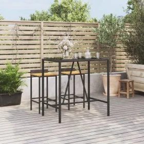 Mesa alta bar ratán PE y superficie vidrio negro 110x70x110 cm de vidaXL, Mesas de jardín - Ref: Foro24-362588, Precio: 122,7...