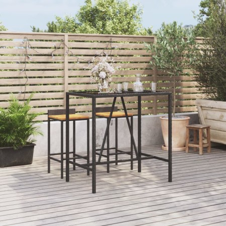 Mesa alta bar ratán PE y superficie vidrio negro 110x70x110 cm de vidaXL, Mesas de jardín - Ref: Foro24-362588, Precio: 123,9...