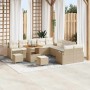 Conjunto de sofá de jardín con cojín 13 pcs Beige Poliratán en Sofás de exterior | Comprar online en Foru.es