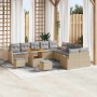 Conjunto de sofá de jardín con cojín 13 pcs Beige Poliratán en Sofás de exterior | Comprar online en Foru.es