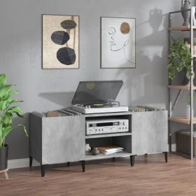Mueble discos madera contrachapada gris hormigón 121x38x48 cm de vidaXL, Almacenamiento para CD y DVD - Ref: Foro24-831937, P...