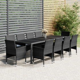 Set de comedor de jardín 11 pzas ratán sintético gris en Conjuntos de jardín | Comprar online en Foru.es