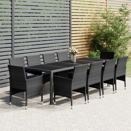 Set de comedor de jardín 11 pzas ratán sintético gris en Conjuntos de jardín | Comprar online en Foru.es