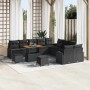 Conjunto de sofá de jardín con cojín 13 pcs Negro Poliratán en Sofás de exterior | Comprar online en Foru.es