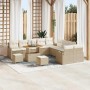 Conjunto de sofá de jardín con cojín 13 pcs Beige Poliratán en Sofás de exterior | Comprar online en Foru.es
