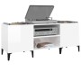 Mueble discos madera contrachapada blanco brillo 121x38x48 cm de vidaXL, Almacenamiento para CD y DVD - Ref: Foro24-831935, P...