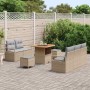 Conjunto de sofá de jardín con cojín 8 pcs Beige Poliratán en Sofás de exterior | Comprar online en Foru.es