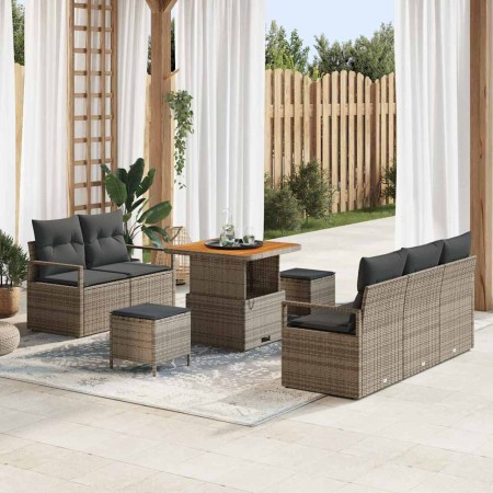 Conjunto de sofá de jardín con cojín 8 pcs Gris Poliratán en Sofás de exterior | Comprar online en Foru.es