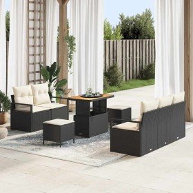 Conjunto de sofá de jardín con cojín 8 pcs Negro Poliratán en Sofás de exterior | Comprar online en Foru.es