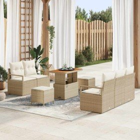 Conjunto de sofá de jardín con cojín 8 pcs Beige Poliratán en Sofás de exterior | Comprar online en Foru.es