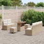 Conjunto de sofá de jardín con cojín 8 pcs Beige Poliratán en Sofás de exterior | Comprar online en Foru.es