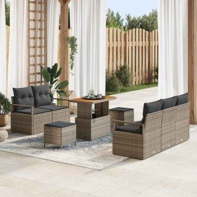 Conjunto de sofá de jardín con cojín 8 pcs Gris Poliratán en Sofás de exterior | Comprar online en Foru.es