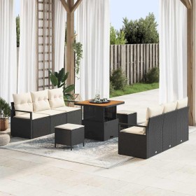 Conjunto de sofás de jardín 9 pcs Negro ratán sintético en Sofás de exterior | Comprar online en Foru.es