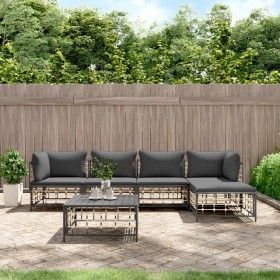 Juego de muebles de jardín 6 pzas cojines antracita ratán PE de vidaXL, Sofás de exterior - Ref: Foro24-3186745, Precio: 459,...