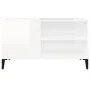 Mueble discos madera contrachapada blanco brillo 84,5x38x48 cm de vidaXL, Almacenamiento para CD y DVD - Ref: Foro24-831951, ...