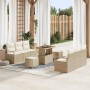 Conjunto de sofás de jardín 9 pcs Beige ratán sintético en Sofás de exterior | Comprar online en Foru.es