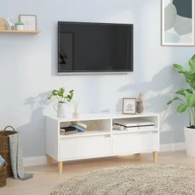 Mueble de TV madera contrachapada blanco brillo 100x34,5x44,5cm de vidaXL, Muebles TV - Ref: Foro24-831895, Precio: 70,02 €, ...