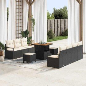 Conjunto de sofá de jardín con cojín 10 pcs Negro Poliratán en Sofás de exterior | Comprar online en Foru.es